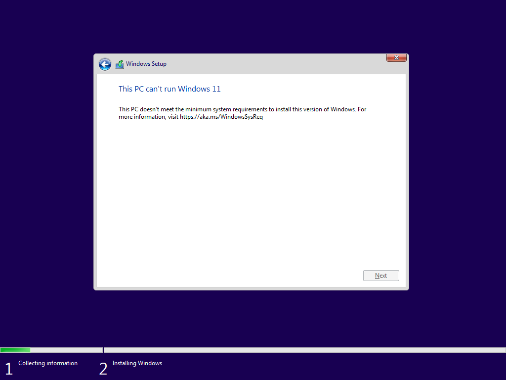 Win 11 Requirements Error